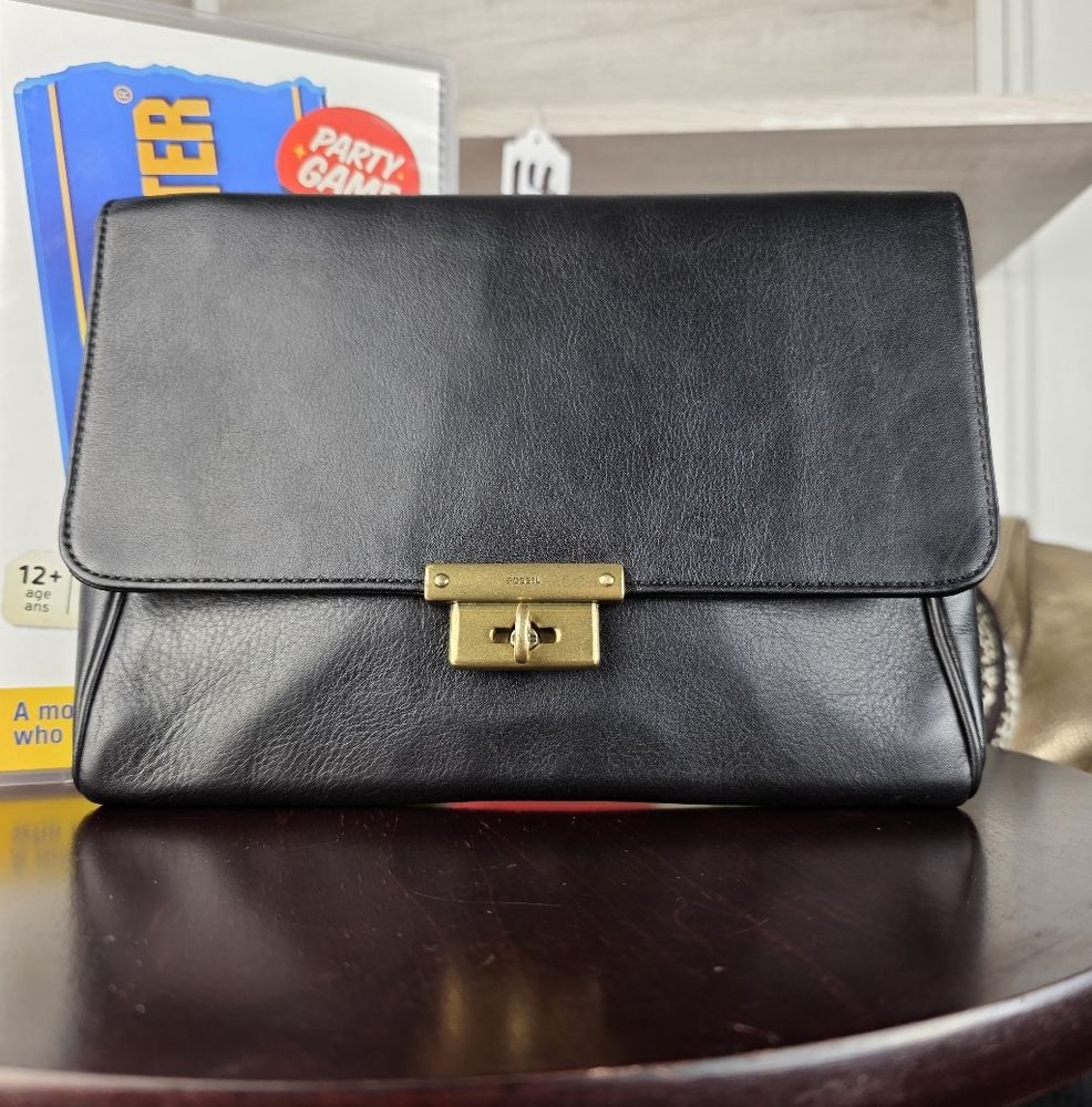 FOSSIL Black Genuine Leather Memoir Diary Clutch SL4317 - Picture 2 of 12